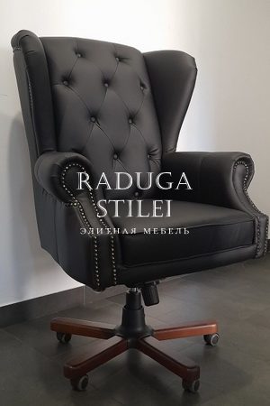 Кресло руководителя черное, натуральная кожа, Genti