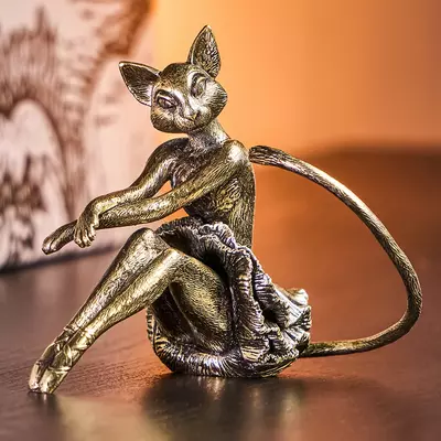 Статуэтка подарочная "Кошка"(латунь), в коробке из дизайнерского картона