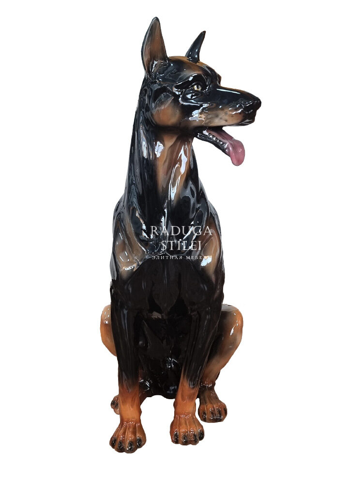 Статуэтка керамическая ростовая в виде собаки Доберман, сделано в Италии