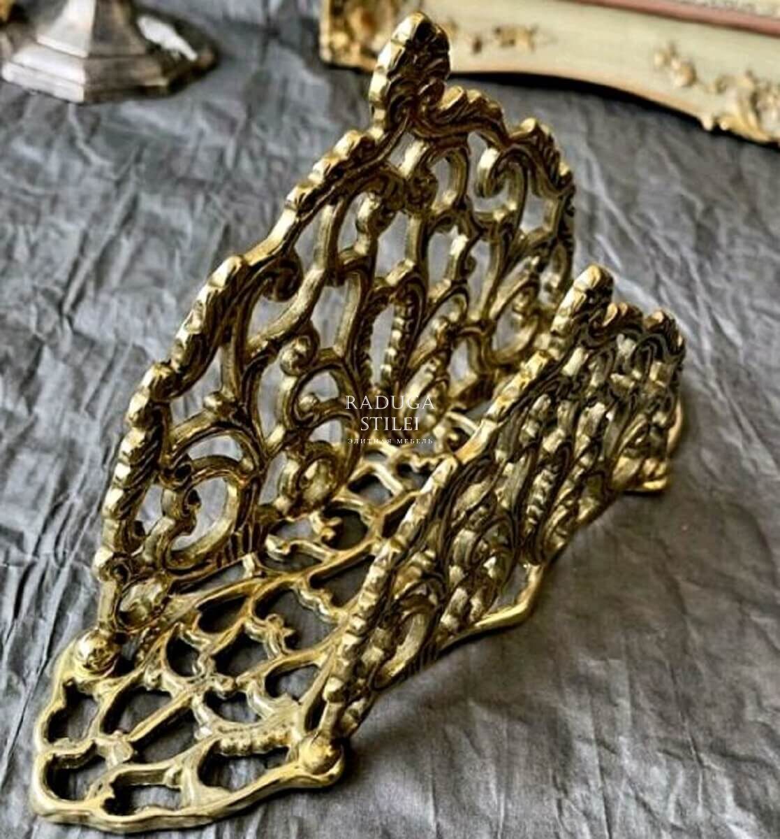 Салфетница ажурная из латуни, золотая