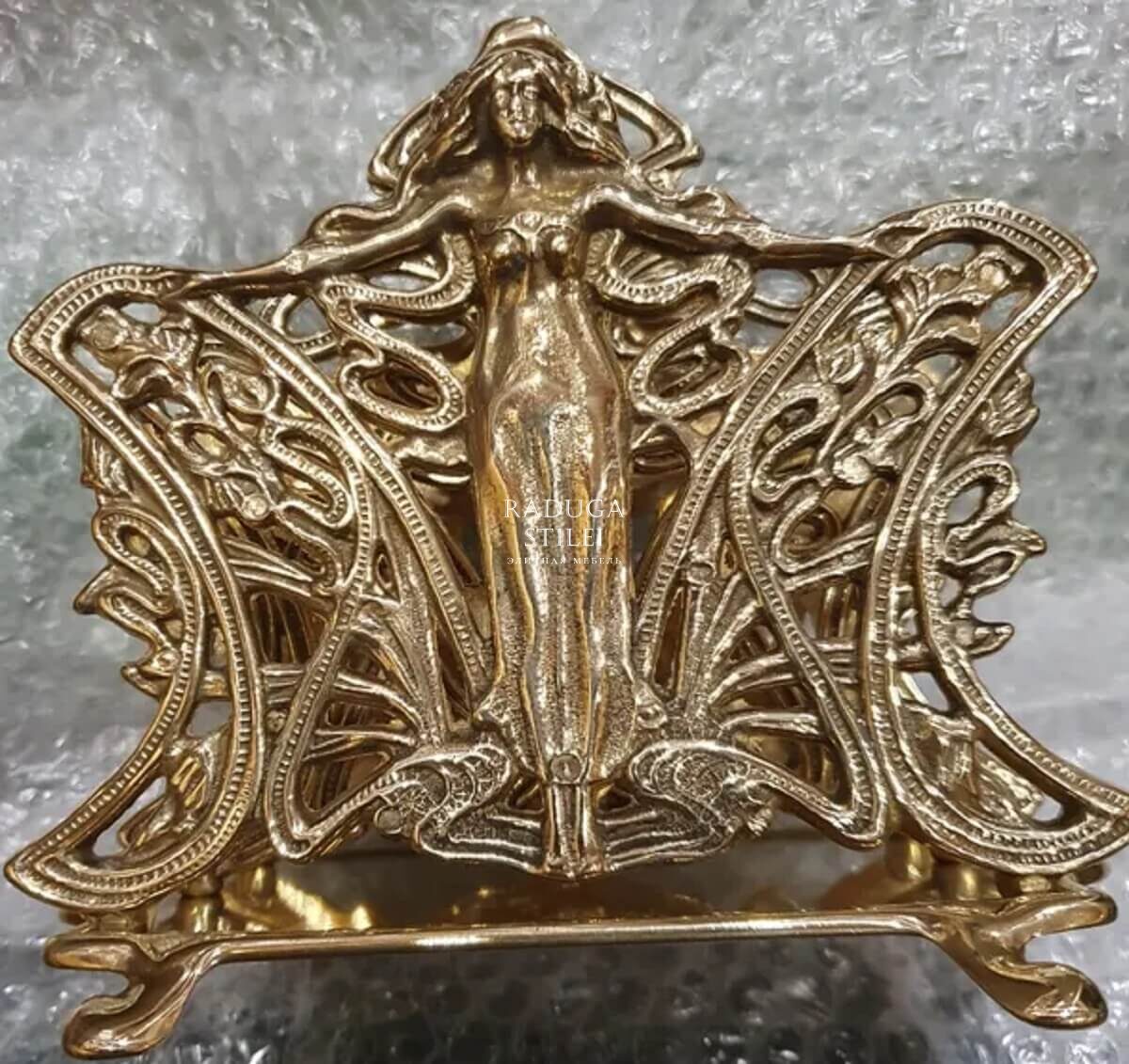 Салфетница из латуни двойная, золотая